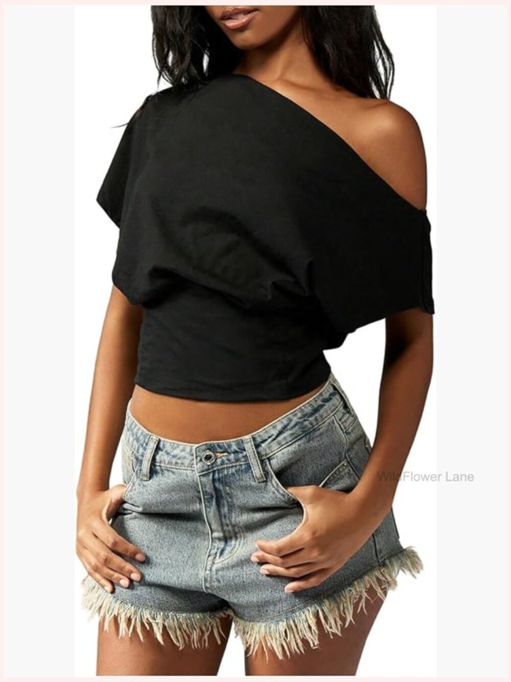 Off Shoulder Crop Top, Y2K T Shirt, Short Sleeve Going Out Blouse
